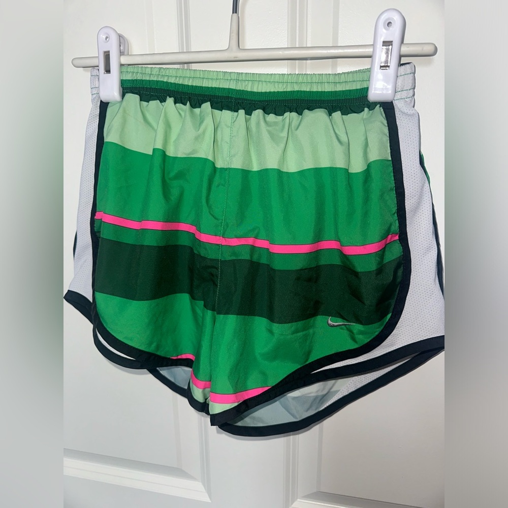 Green Striped Women’s Nike Tempo Running Shorts Size Small